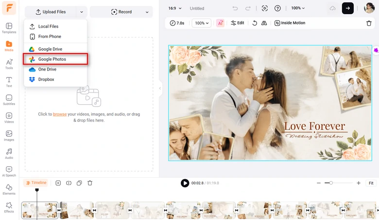 Edit Google Photos Video Using FlexClip