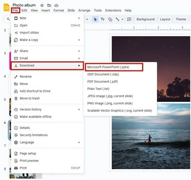 Download Google Slides as a Local PowerPoint Presentation File