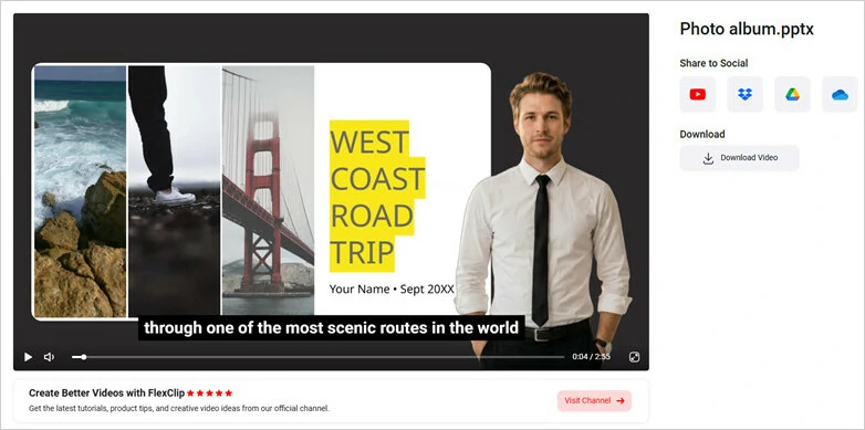 Preview and Download the AI-generated Video from FlexClip