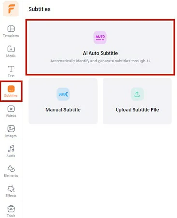 Choose AI Auto Subtitle Option in FlexClip