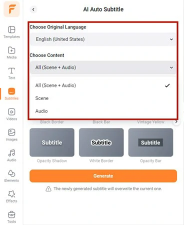 Select the Language in the Voice