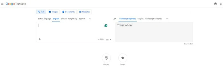 Select the Source and Target Language in Translate Interface