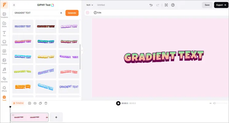 Create Gradient Text Using Giphy Text Tool - Pick Text