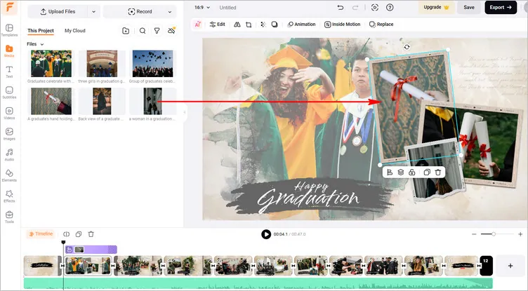Make a Graduation Collage - Replace Footage