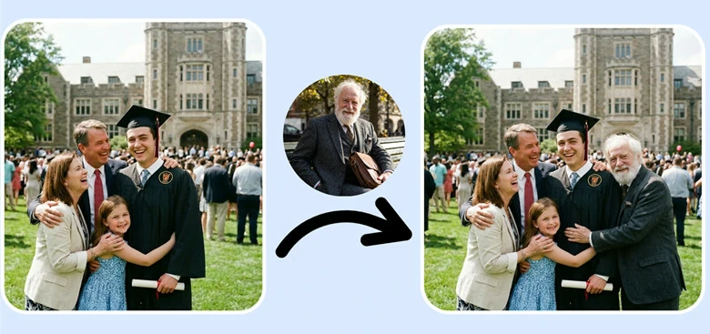 Edit to Generate Warm Graduation Group Photo