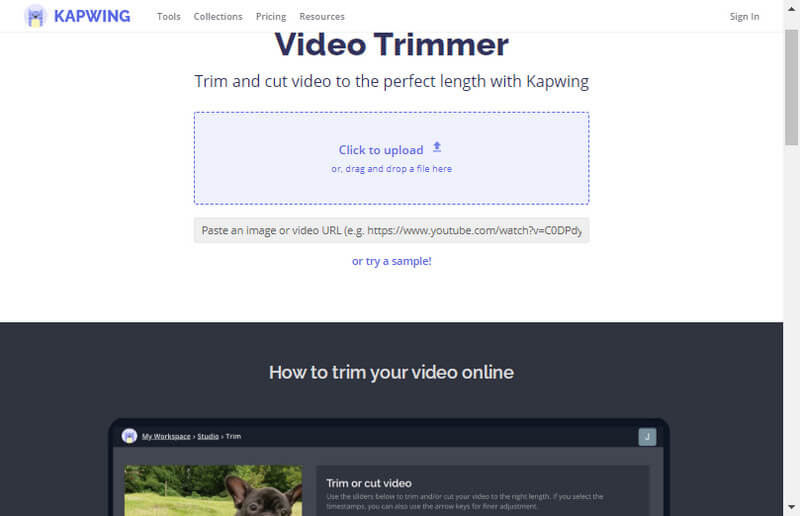 Kapwing video cutter.