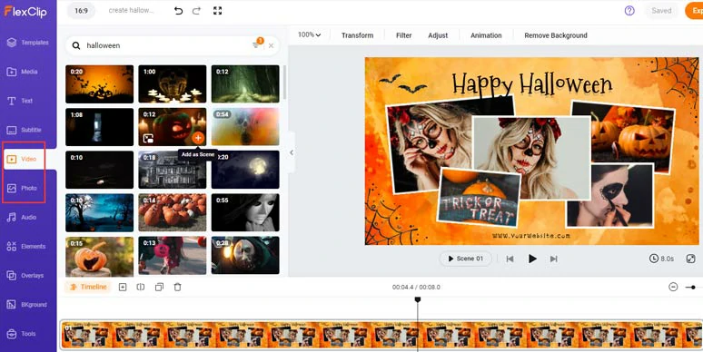 Use vast royalty-free Halloween photos and videos for your Halloween intro