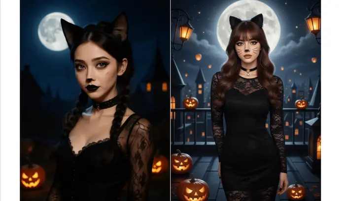 黒猫風ハロウィンポートレート