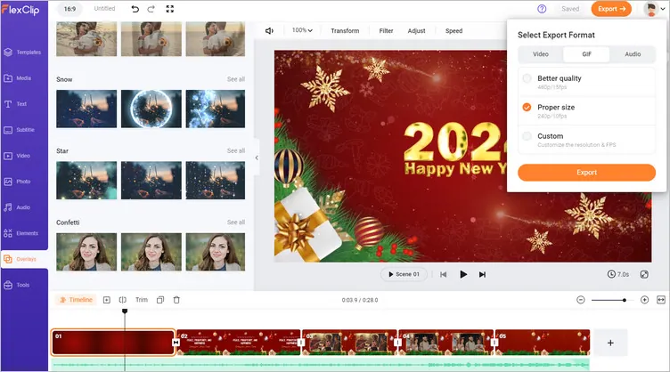 Make an Animated Happy New Year GIF - Export