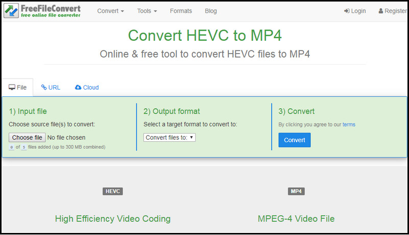 HEVC to MP4 Converter: FreeFileConvert