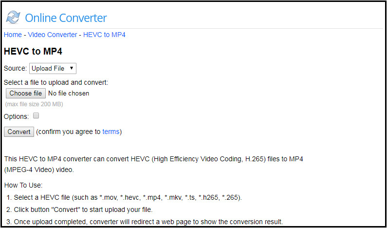 HEVC to MP4 Converter: Online Converter
