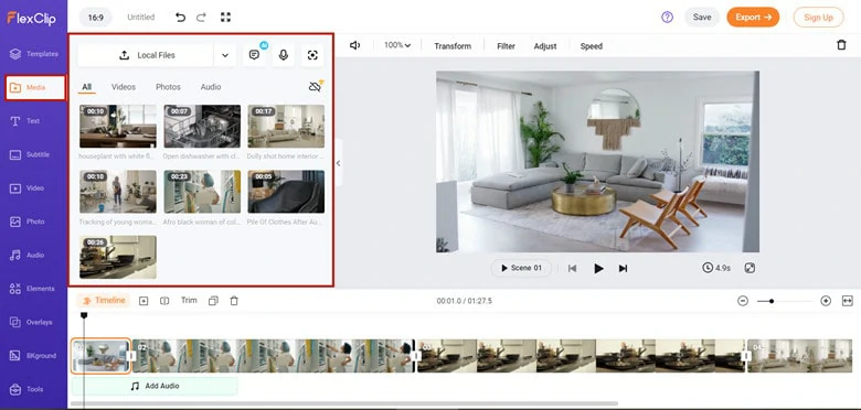 Import Home Organization Clips to FlexClip