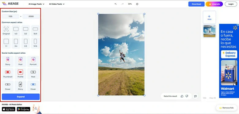 Download AI Ease Converted Vertical Image to Local
