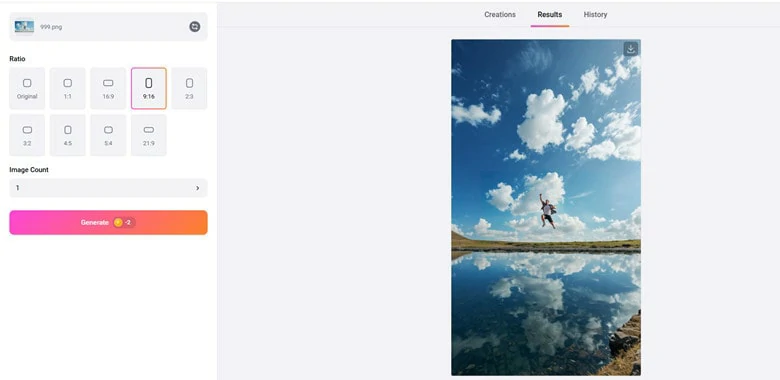 Download Your Transformed Vertical Image to Local