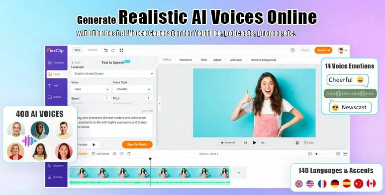 The Best Online Tool to Add AI Voice to Video Free - FlexClip
