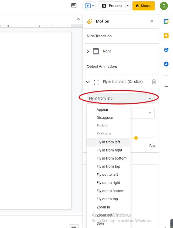 Add Animation to Google Slides - Step 2