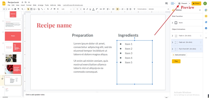 Add Animation to Google Slides - Step 4