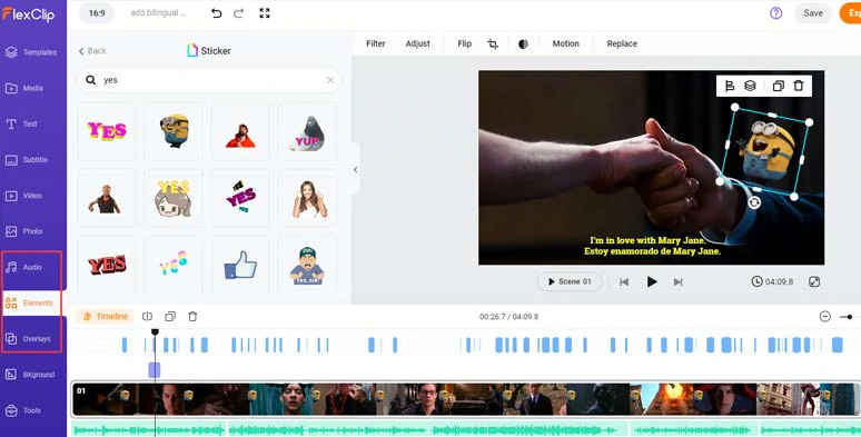 Add royalty-free music, sound effects, and funny GIPHY GIFs to spice up your video