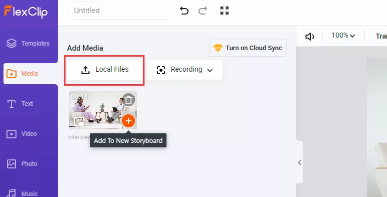 Upload videos to FlexClip
