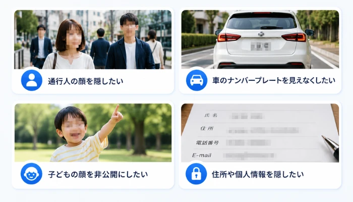 動画にモザイクをかける必要がある場面
