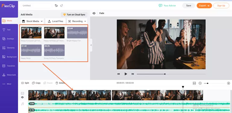 Drag All Files to Add Multiple Songs to the Video