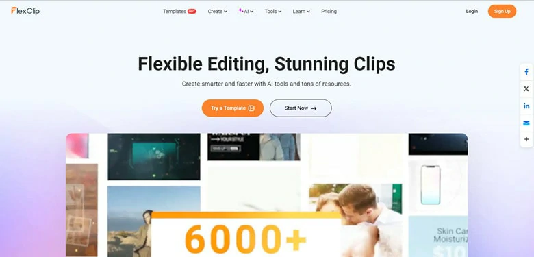 Visit FlexClip Website and Enter the Editor Page