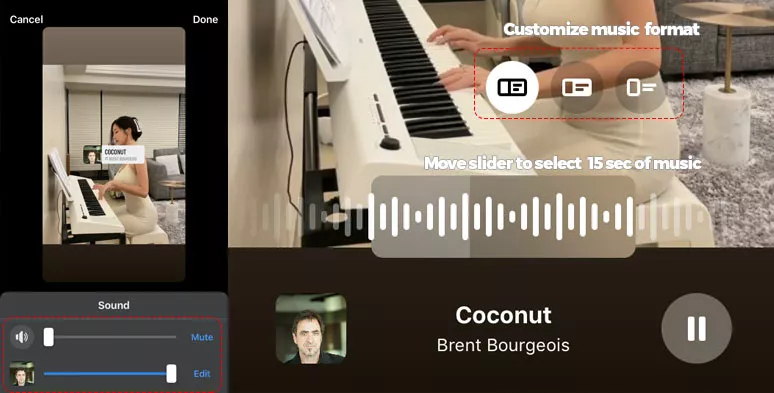 3 options to customize music on Facebook Story