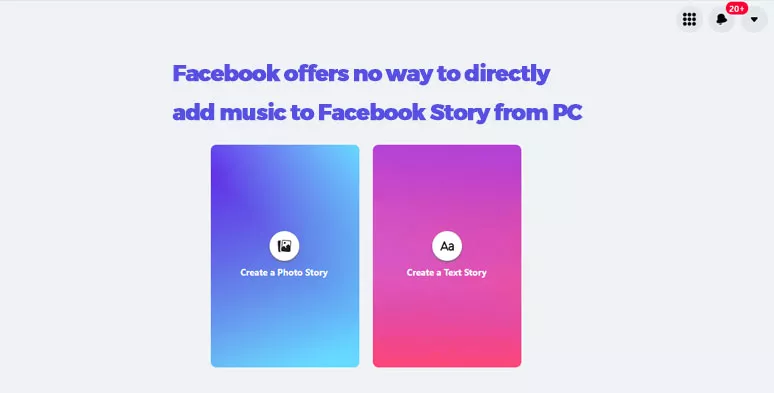 There is no way to directly add music to Facebook Story from your PC.