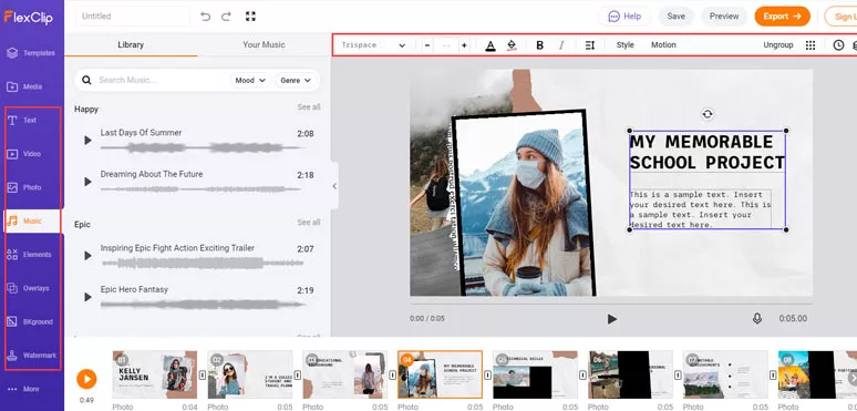 Use the tool and stock assets to customize the video