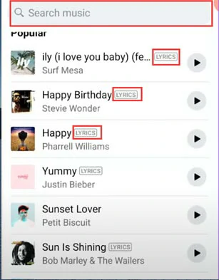 Facebook song account, fb song name id