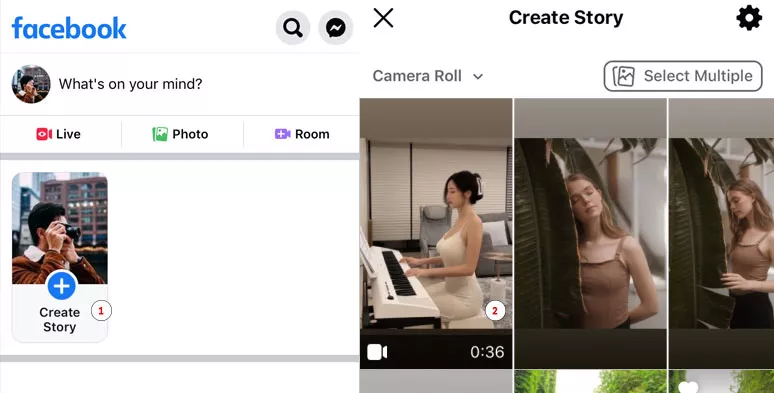 Select a video from Camera Roll/Photo Gallery for Facebook Story