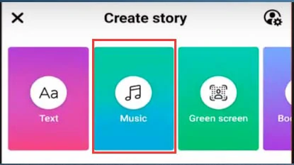 Tap the Music option on Facebook Story