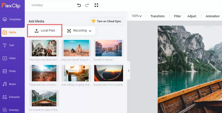 Upload photos to FlexClip