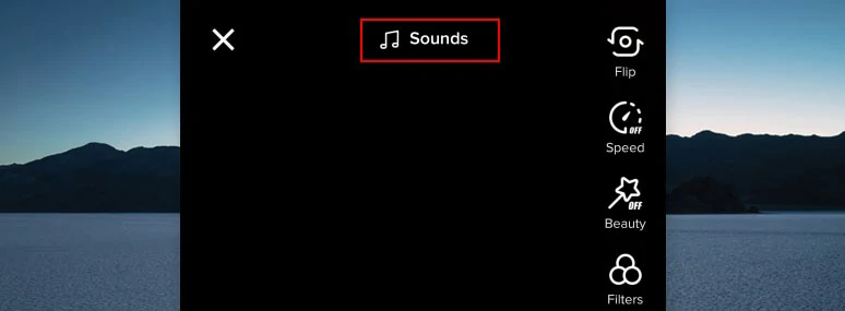 点击“声音”，打开TikTok的音乐库