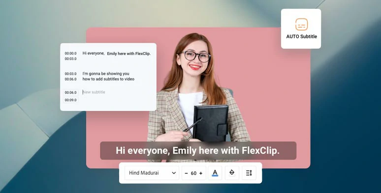 Automatically add open captions to a video by FlexClip online