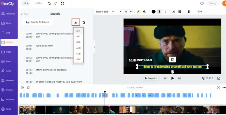 Edit the auto-generated open captions and download the subtitles in srt and other subtitle formats