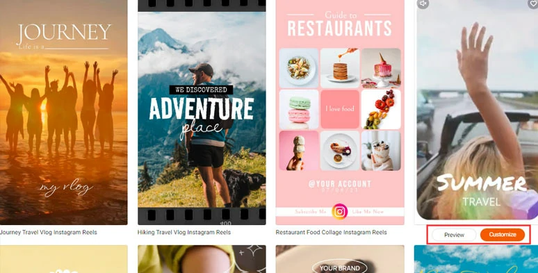 Select a free Instagram Reels template