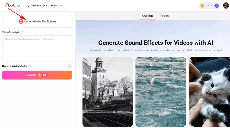 Add Sound Effects to Screen Recording with AI - Upload