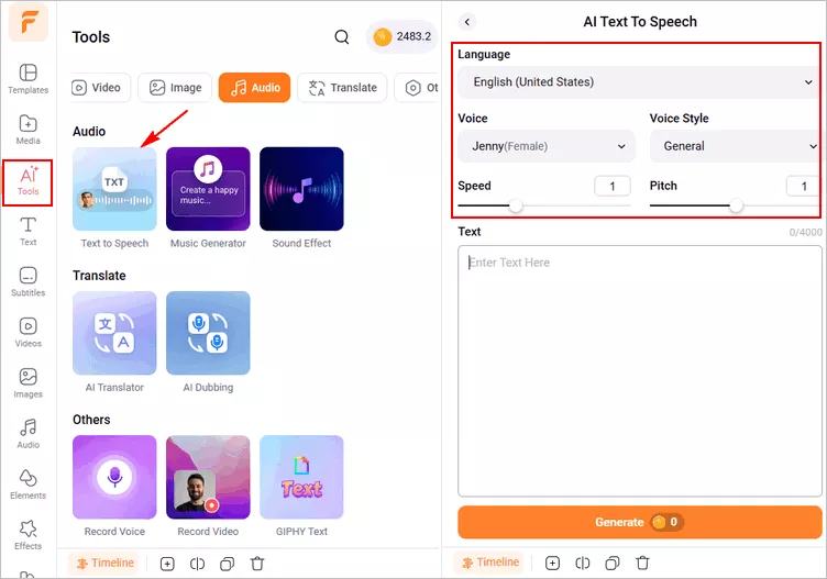 Generate AI Voice to Your Screen Recording - Setting