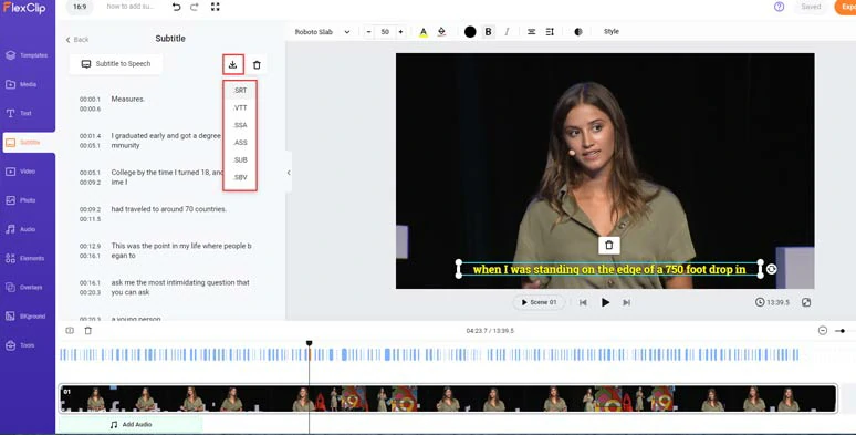 Directly download auto-generated iMovie subtitles in 6 subtitle formats for your needs