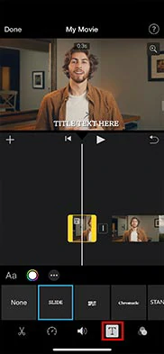 Tap the text icon and select premade texts for your subtitles in iMovie on iPhone