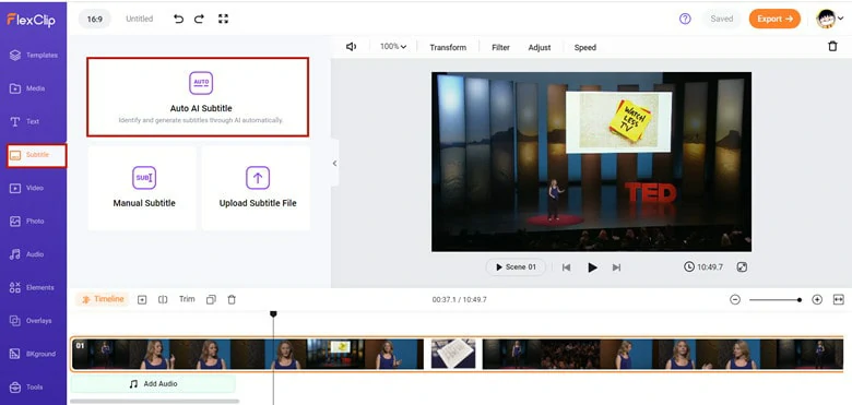 Add Video to Timeline and Go to Subtitle Panel