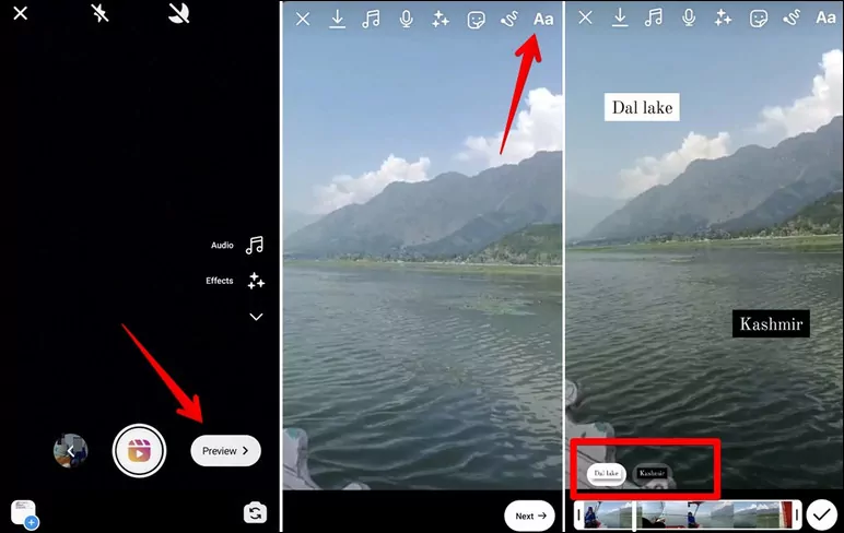 Add Text on Instagram Reels at Different Times