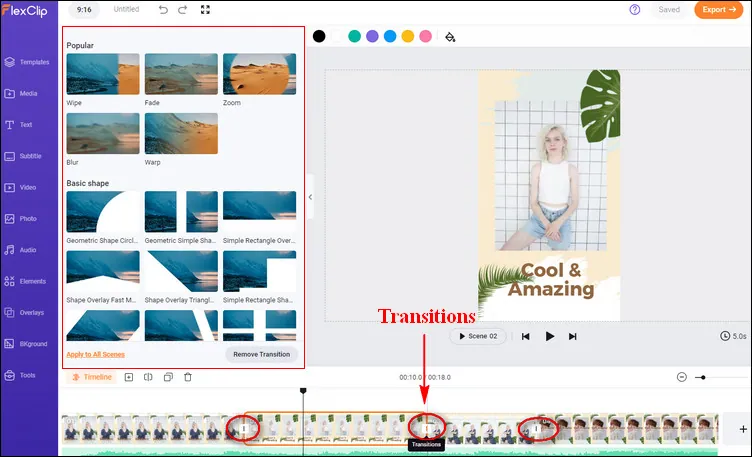 Video editor with Transitions, Online and Easy to Use