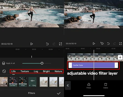 Add a filter to a video by CapCut on your phone