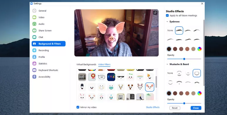 Add hilarious video filters in Zoom meeting