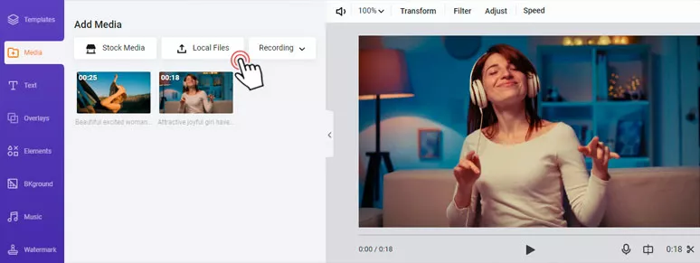 Upload clips to FlexClip video editor