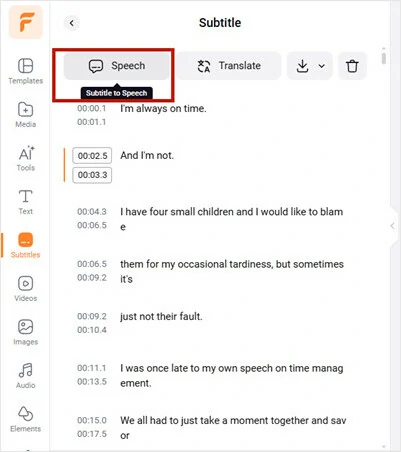 Convert VTT to MP4: Enable the Subtitle to Speech Feature