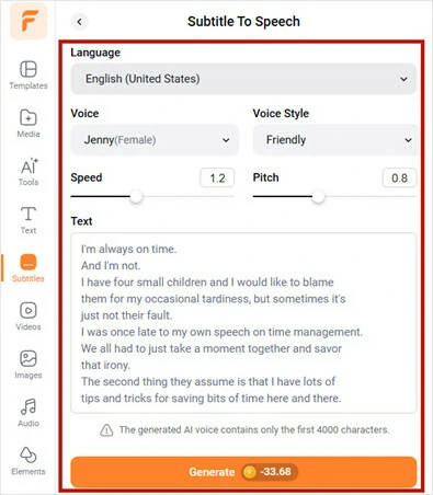 Convert VTT to MP4: Make Setting for the Voice
