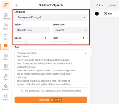 Convert VTT to MP4: Make Setting for the Voice